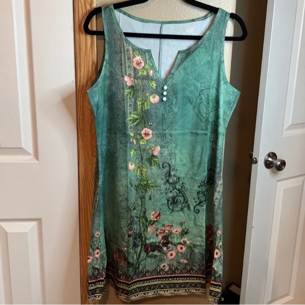 Floral print notched neck mini dress NWOT - Picture 4 of 4